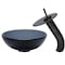 Novatto Clear Grey Mini Glass Vessel Bath Sink and Faucet Set, Matte Black NSFC-168G-1217003MB - alternate 1
